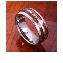 Koa Wood & Abalone Shell Inlay Tungsten Ring 8mm