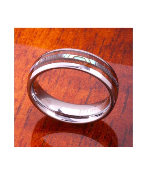 Tungsten Ring Koa Wood and Abalone Shell Inlay 6mm